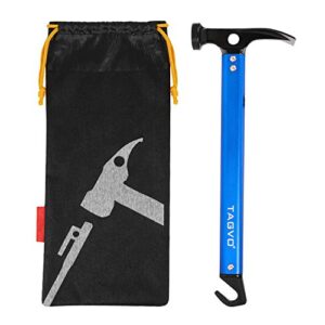 Multifunktionaler Camping Hammer aus eloxierter Aluminiumlegierung in blauer Farbe, ideal für Outdoor-Aktivitäten, mit eleganter Hammerkopf- und Zeltstake-Entferner-Funktion.