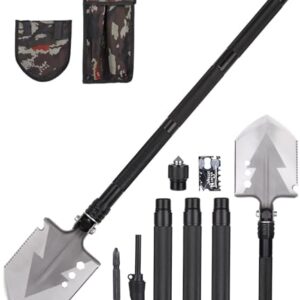 Multifunktionaler Klappspaten mit anpassbarem Griff und scharfer Schaufel, ideal für Gartenarbeiten, Camping und Survival-Situationen.