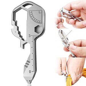 24 in 1 multifunktionaler Outdoor-Schlüssel aus Edelstahl in Silber, ideal für Camping und Outdoor-Aktivitäten, mit verschiedenen Werkzeugen in Schlüssel-Design.