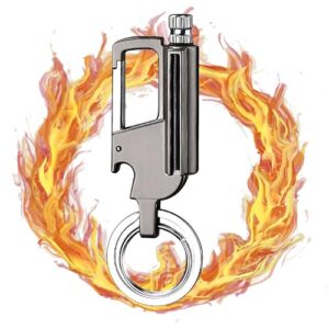 WDEC Ewiges Streichholz Feuerzeug mit Karabinerhaken und lebhaften Flammen, ideal für Outdoor-Abenteuer und Notfallsituationen.