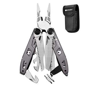 BIBURY 18 in 1 Taschenwerkzeug mit titanbeschichtetem Griff und multifunktionalen Werkzeugen für Camping und Reparaturen.