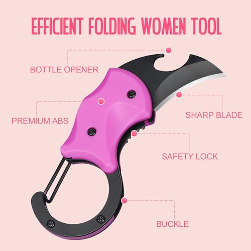 Praktisches und stilvolles faltbares Taschenmesser für Frauen in Rosa, ideal als Muttertagsgeschenk, ausgestattet mit sicherem Verschluss und vielseitigen Funktionen.