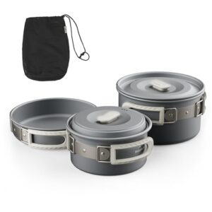 Naturehike Camping Topfset Geschirr für Outdoor-Aktivitäten, bestehend aus drei Teilen, geeignet für 2-4 Personen, ideal zum Camping, Wandern oder Picknick.