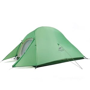 Naturehike Cloud-up 2 ultraleichtes Zelt für 2 Personen in grüner Farbe, ideal für Camping und Wandern, zeigt die stabile und funktionale Bauweise mit belüftetem Eingang und robustem Material.