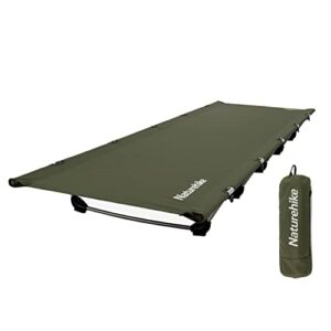 Ultraleichtes Campingbett von Naturehike, klappbar und tragbar, ideal für Camping, Wandern und Büro-Mittagspause, robustes Aluminiumgestell und atmungsaktives Gewebe.