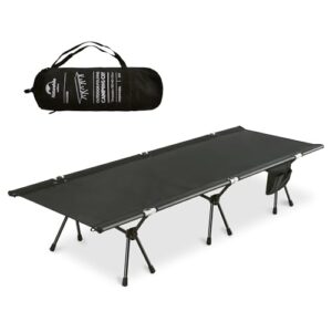 Höhenverstellbares, ultraleichtes Campingbett von Naturehike, ideal für Camping und Reisen, mit stabiler Konstruktion und Tragetasche.
