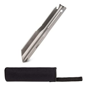 Multifunktionale und ultraleichte Titan Schaufel mit gezacktem Klingenblatt und integrierten Messlinien für Outdoor-Aktivitäten