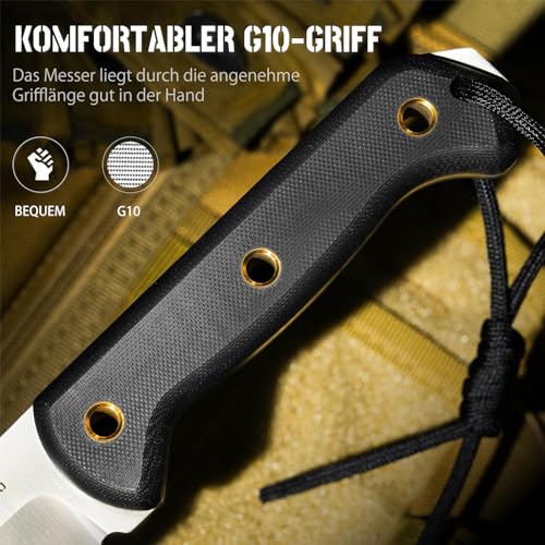 NedFoss SEAL Outdoor Messer mit schwarzem G10 Griff und ergonomischem Design, ideal für Outdoor-Aktivitäten und Survival-Einsätze.