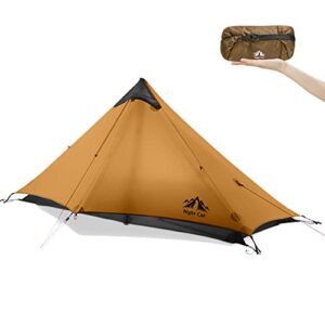 Ultraleichtes wasserdichtes Rucksack-Zelt für 1-2 Personen in beige mit pyramidenförmigem Dach, ideal für Outdoor-Aktivitäten und Camping.