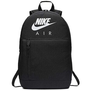 Nike Air Rucksack in Schwarz und Weiß mit ergonomischem Design und praktischem Stauraum für Schule und Alltag. Abmessungen 46 x 31 cm x 13 cm.