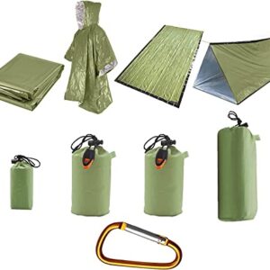 Ninth C Notfallzelt Set mit Notfalldecke, Poncho und Notfallschlafsack für Outdoor-Aktivitäten und Notfälle, geeignet für zwei Personen.