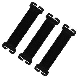 Drei schwarze taktische Klett-Patches mit Halterungen für Molle-Gurtband, ideal zur Individualisierung von Rucksäcken und Westen.