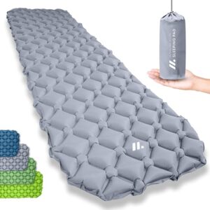 NORDMUT Ultraleichte Isomatte in Grau, aufgerollt, ideal für Camping und Outdoor-Aktivitäten. Inklusive Packsack und wabenförmigen Strukturen für zusätzlichen Komfort.