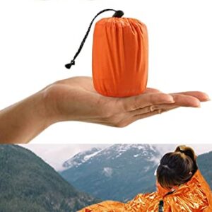 HONYAO Notfall Überleben Schlafsack und orangefarbene Notfalldecken, perfekt zum Schutz vor Kälte und als Rettungsmaßnahme für Outdoor-Aktivitäten.