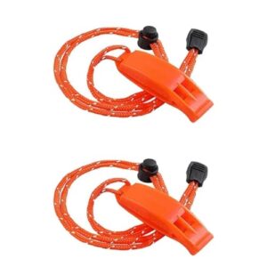 ZOKJSW 2 pcs Notfallpfeife in orange, mit verstellbarem reflektierendem Umhängeband, geeignet für Kajakfahren und Outdoor-Aktivitäten, liefert bis zu 4000 Hz Lautstärke.