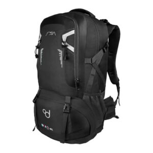 OcioDual Wanderrucksack 60L in Schwarz, ideal für Outdoor-Aktivitäten und Reisen, mit mehreren Fächern für optimale Organisation und wasserabweisendem Material.