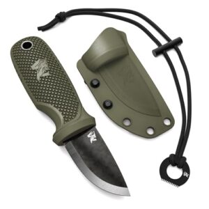 ODENWOLF W-MINI 2 Neck Knife aus D2 Stahl mit rutschfestem Griff und taktischem Holster, ideal für Outdoor-Aktivitäten.