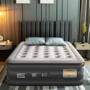 OlarHike Luftmatratze für 2 Personen, bequemes Luftbett mit integrierter Pumpe, ideal für Camping und Heimgebrauch, Maße 203 x 152 x 46 cm.