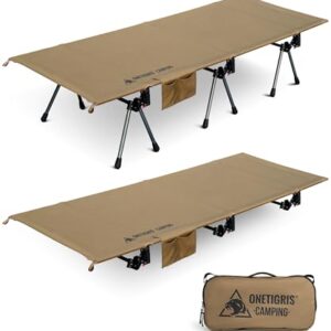 OneTigris SUPRANUBIS klappbares Feldbett für Camping und Outdoor mit Aluminiumrahmen in Kojote Braun, 190x70 cm, tragbar bis 150 kg