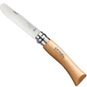 Opinel 016967 Messerzähler aus Edelstahl mit braunem Buchenholzgriff, ideal für Küche und Haushalt, Länge 175 mm, klingenlänge 75 mm.
