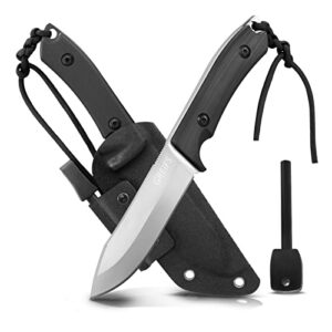 GREIFS® Outdoor-Messer aus D2 Stahl mit ergonomischem Griff, Kydex Holster und Feuerstahl, ideal für Bushcraft, Camping und Jagd