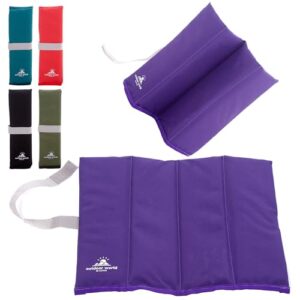 Klappbare, wärmeisolierte und wasserdichte Sitzmatte in Lila, ideal für Outdoor-Aktivitäten wie Camping, Wandern und Picknicken.