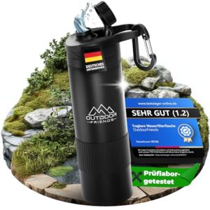 Outdoor Wasserfilter Flasche 680 ml mit 0,01 µm Filtergenauigkeit für gesundes Trinkwasser beim Wandern und Camping