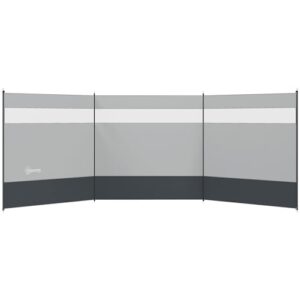 Faltbarer Windschutz für Camping, Strand und Garten mit transparentem Lichtquellenfenster, grau, 440 x 140 cm