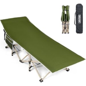 OVERMONT Klappbares Feldbett für Erwachsene, tragbares Campingbett aus 2400D Oxford-Gewebe, stabile Struktur mit klappbarem Design für Outdoor-Aktivitäten, geeignet bis 250 kg.