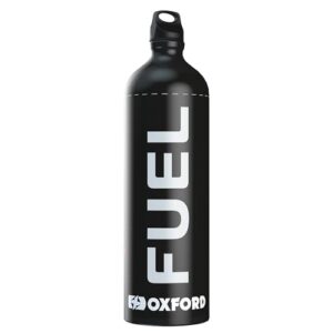 Tragbare Oxford Motorrad Kraftstoffflasche aus Aluminium mit 1,5 Litern Kapazität, schwarzem mattem Finish und auslaufsicherem Schraubverschluss, ideal für Outdoor-Aktivitäten.