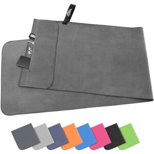 Pameil Fitness Handtuch mit Reißverschluss Tasche, 120x50 cm, Mikrofaser, schnelltrocknend, ideal für Fitnessstudio, Reisen und Outdoor-Aktivitäten.