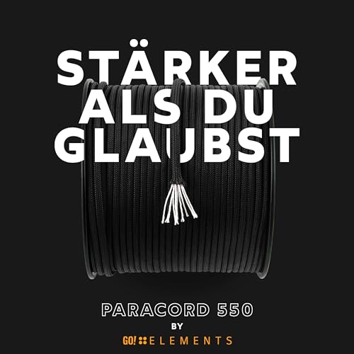 15m schwarzes Paracord 550 Typ III Seil auf Spule, reißfest mit 250 kg, ideal für Allzweckanwendungen und Handwerksprojekte