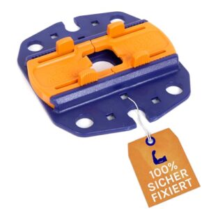 Peggy Peg Fix&Go Anker Platte 2.0 zur sicheren Bodenbefestigung von Markisen und Zelten beim Camping, in Blau und Orange mit benutzerfreundlicher Klemme und Löchern für einfache Montage.