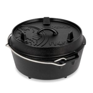 Petromax Feuertopf ft4.5 aus Gusseisen - Dutch Oven für Kochen und Backen mit Deckel, Henkel und Standfüßen, geeignet für 2 bis 5 Personen und 3,5 l Volumen.