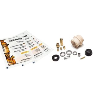 Petromax Verschleißteil-Set für Starklichlampe (HK500) mit verschiedenen Ersatzteilen und Schrauben in einer organisierten Anordnung.