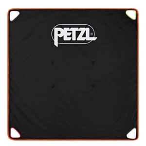 PETZL Tarp Seilplane aus schwarzem Polyester mit 4 farbigen Schlaufen, ideal für Kletterer und Outdoor-Aktivitäten, Maße 140 cm x 140 cm.