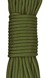 Stabiles Polypropylen-Seil in Olivgrün, 5mm stark und 15m lang, ideal für Outdoor-Aktivitäten, Camping und handwerkliche Anwendungen, belastbar bis 250 kg.