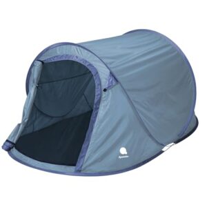 Pop Up Wurfzelt in Blau für 2 Personen, 220x120 cm, ideal für Camping und Trekking, mit einfacher Aufstelltechnik und wetterfestem Material.
