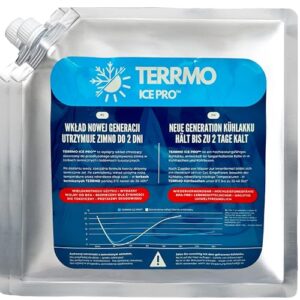 TERRMO Ice Pro Premium Kühlakku in flexibler Verpackung, geeignet für Kühltaschen und Kühllösungen, hält bis zu 72 Stunden kalt, 830ml Volumen, 25x25cm Größe.