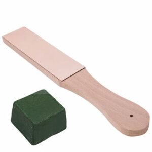 Premium Leder Streichriemen zum Schärfen von Messern mit Polierpaste, ideal für Küchenmesser, Taschenmesser und Outdoormesser.