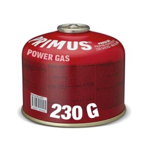 PRIMUS Power Gas Gaskartusche 230g mit Schraubventil EN 417 für Camping und Outdoor-Kochen