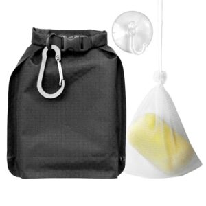 Prizmxed Seifendose, wasserdichter und auslaufsicherer Seifenbeutel für Reisen und Outdoor-Aktivitäten, mit Karabiner und Schaumnetzbeutel für bequemes Baden.