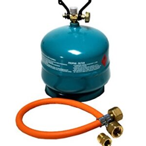 HUW24 Gasflasche Propan Butan Gas 2 kg inklusive Adapter und Umfüllschlauch für Camping und Grillen