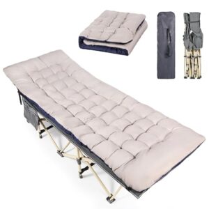 REDCAMP klappbares Campingbett mit gepolsterter Matratze, ideal für Outdoor und Garten, grau, XXL 190 x 71 x 38 cm.