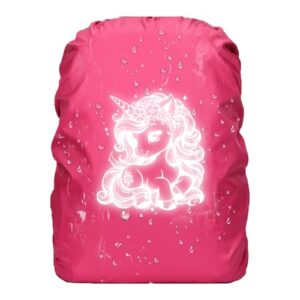 Wasserdichter Regenschutz für Schulranzen mit Einhorn-Motiv in rosa, ideal für Kinder beim Spielen, Wandern oder Schule.