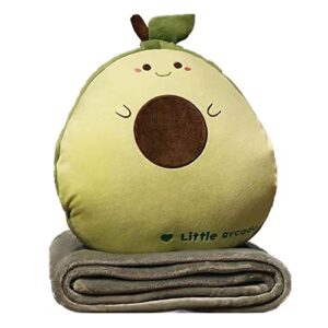 YGMXZL Reisedecke und Kissen 3 in 1 in Avocado-Design, ideal für Reisen und Entspannung. Das Kissen hat einen freundlichen Gesichtsausdruck und eine weiche, kuschelige Betextur.
