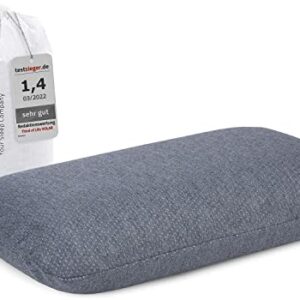 Reisekissen VOLAR Quickdry aus visco-elastischem Memory-Foam, orthopädisches Nackenkissen für Reisen im Flugzeug und Auto, mit schnelltrocknendem Bezug in elegantem grauen Design.