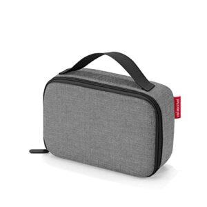 Kompakte Kühltasche in eleganter silberner Farbe, ideal für die Aufbewahrung von Kosmetik, Medikamenten und Snacks, aus wasserabweisendem Material, mit robustem Reißverschluss und praktischem Tragegriff.