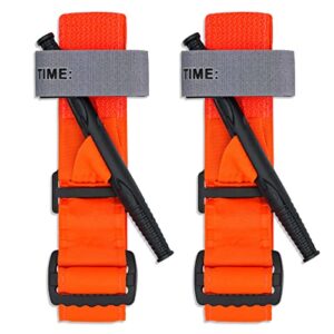 Zwei orangefarbene RHINO RESCUE Tourniquets nebeneinander mit robustem Gurt und stabiler Schnalle für effektive Blutstillung in Notfallsituationen.
