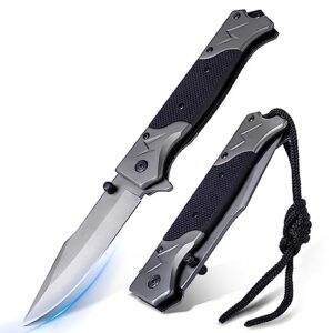 Hochwertiges Rolgno Taschenmesser aus Edelstahl mit ergonomischem Griff und Liner-Lock Mechanismus, ideal für Outdoor-Aktivitäten.